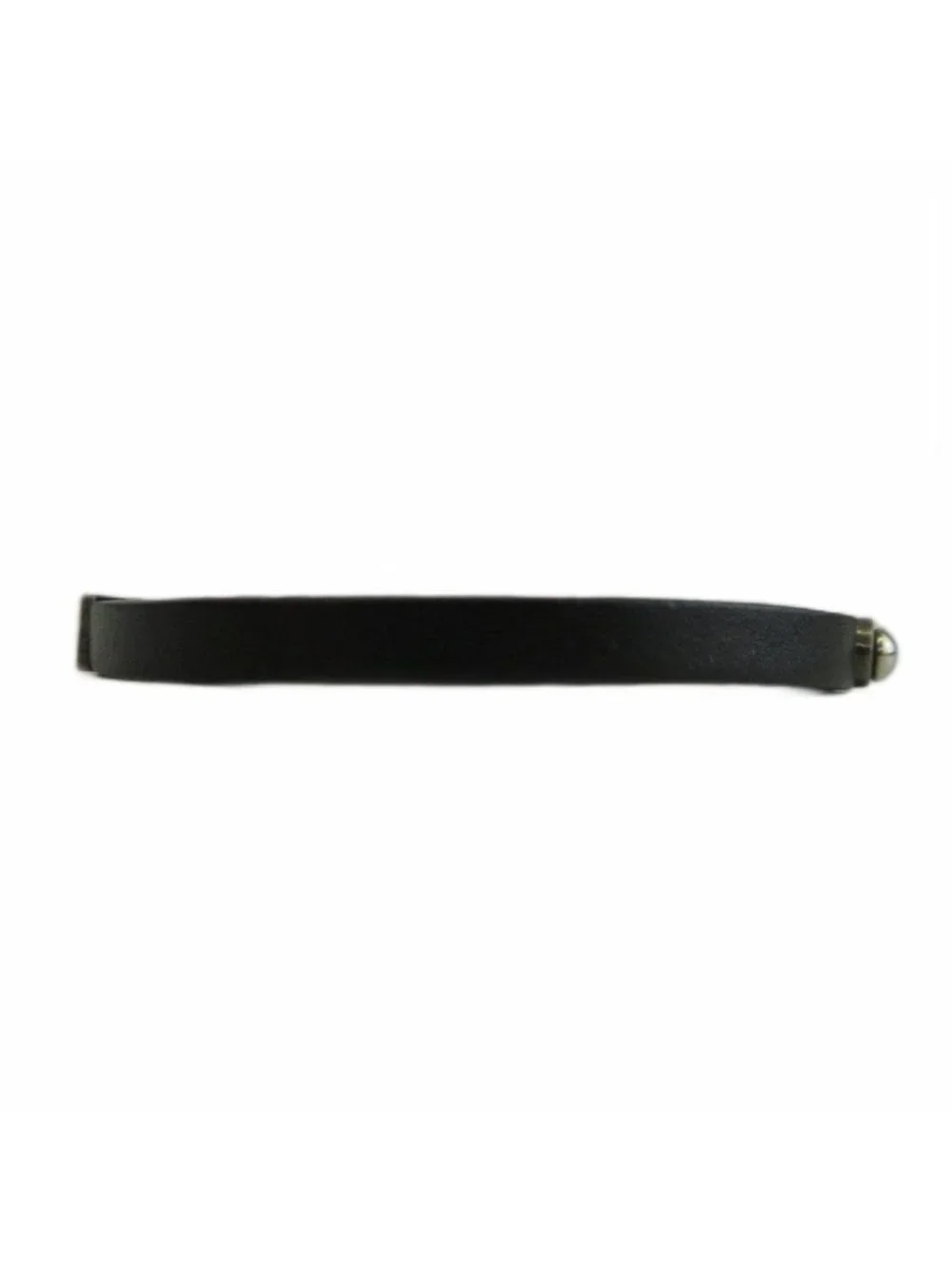 Saint Laurent Paris ID Plate Leather Bracelet Bangle Logo Black